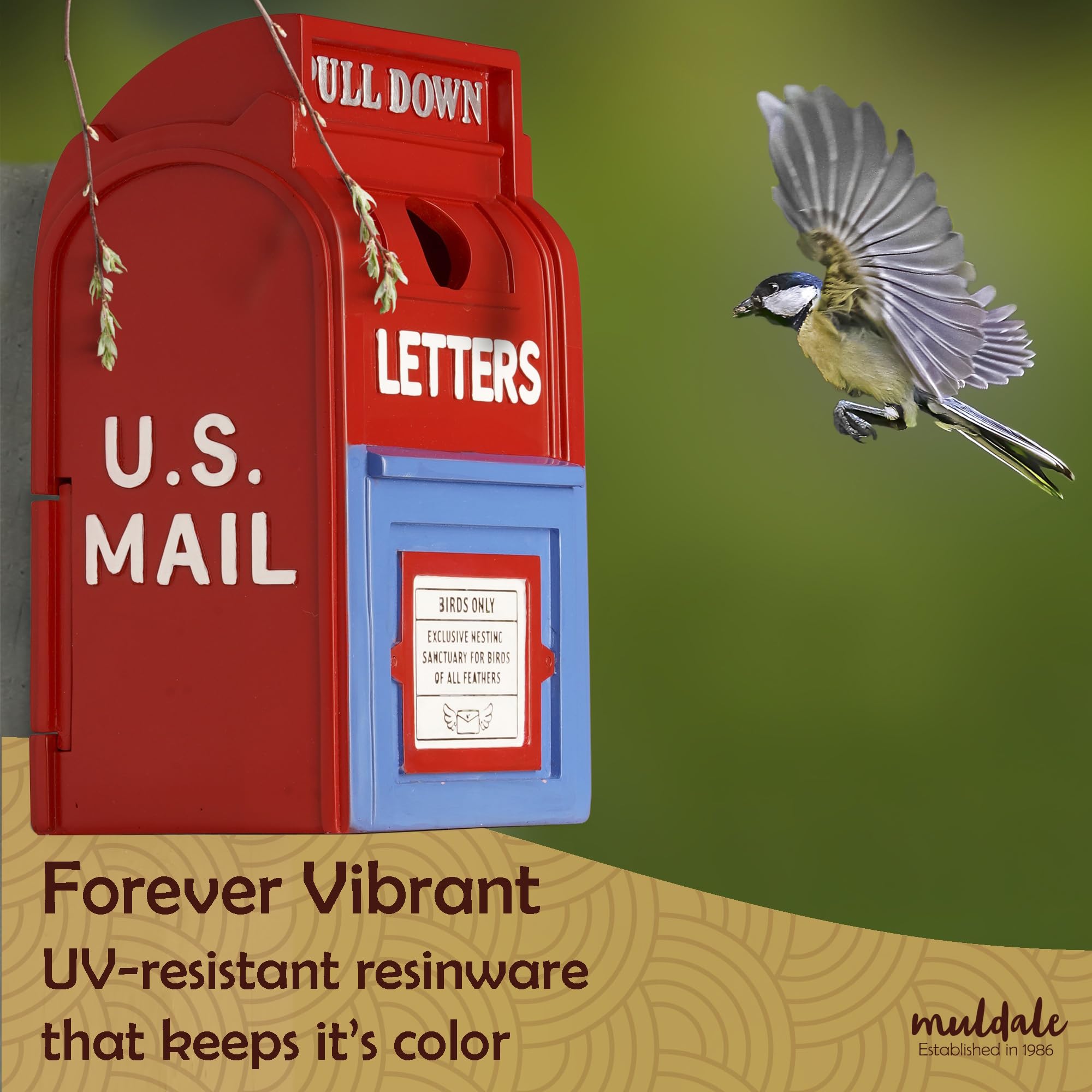 Muldale US Postbox Birdhouse - Traditional American Letter Box
